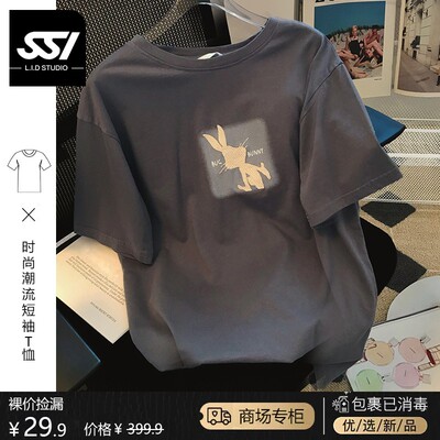 纯棉薄棉女休闲短袖印花