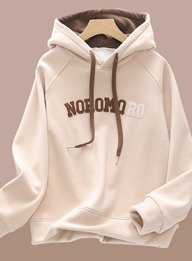 纯棉连帽卫衣女春秋季2026新款加绒加厚宽松套头帽衫秋冬季ins潮