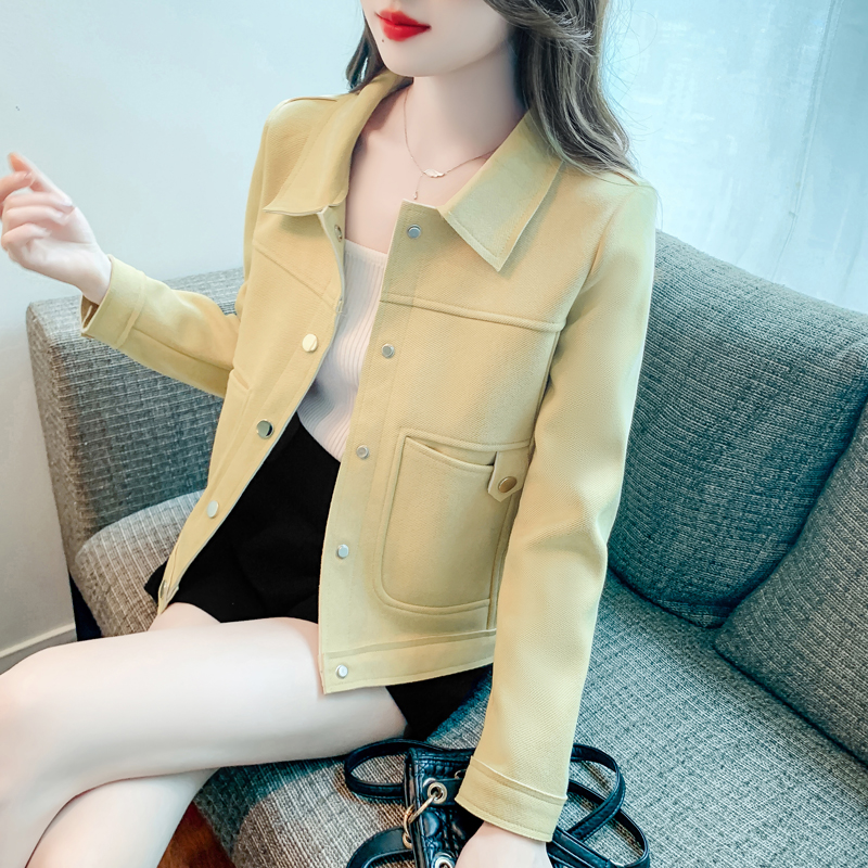 仿麂皮绒短外套女秋季2025新款休闲时尚气质百搭显瘦夹克开衫上衣