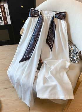 棉麻阔腿裤女夏季2025新高腰宽松休闲百搭垂感慵懒风配丝巾大摆裤