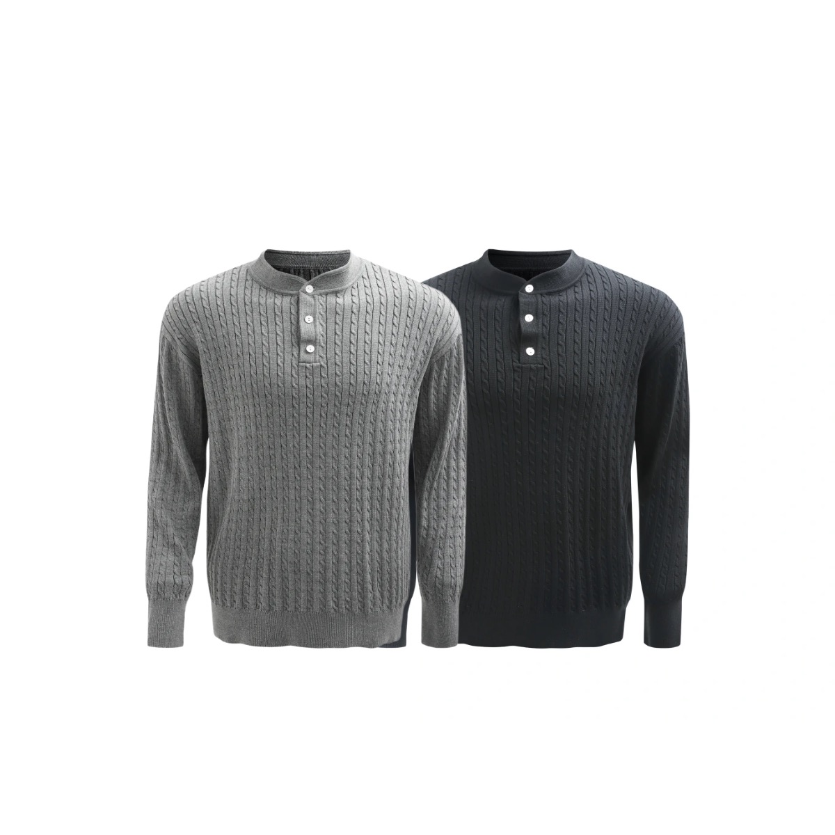 SaiTuiCL复古老钱风轻奢编织麻花亨利领针织绞花毛衣男女秋季慵懒