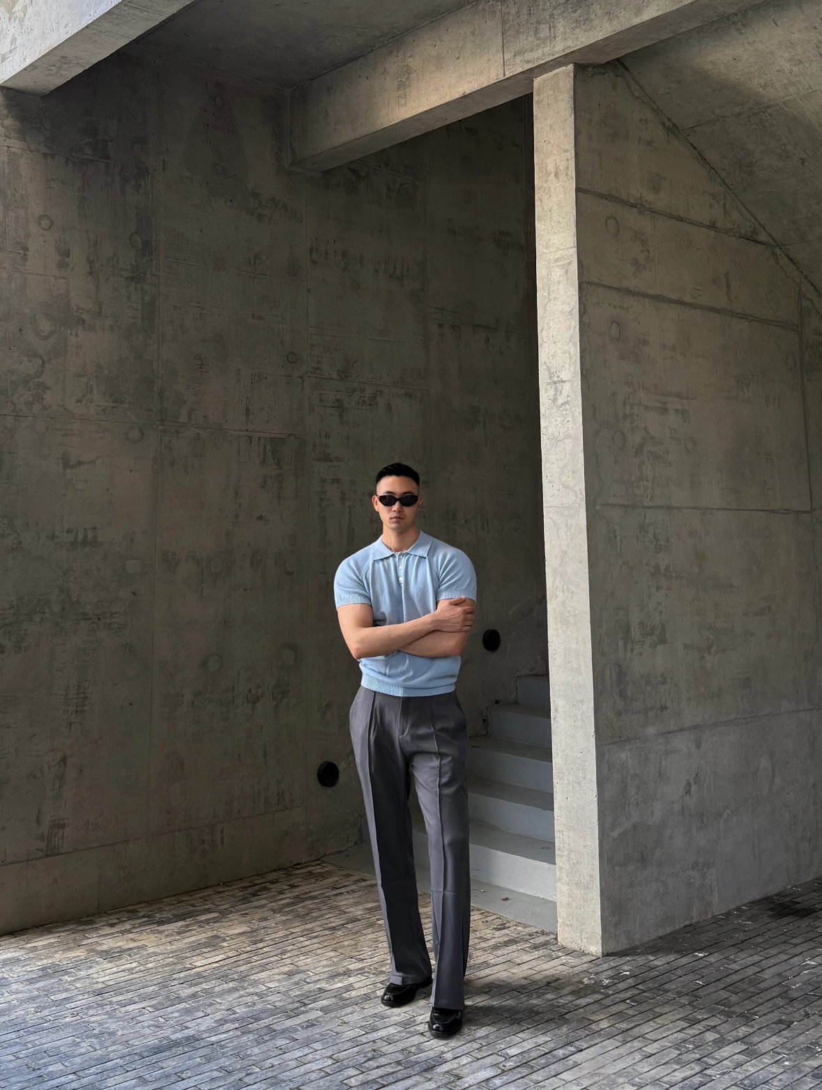 CL/高级感修身微喇claenfit裤子男vibe车线直筒松紧腰垂感西裤