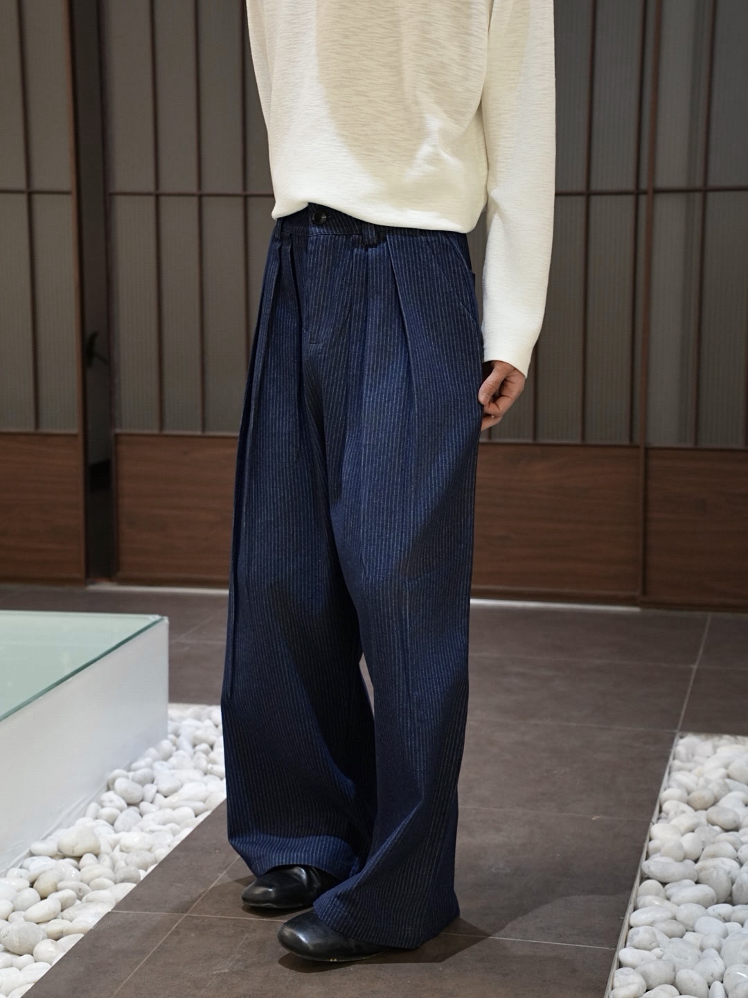 SaiTuiCL/美式复古条纹西裤男宽松直筒休闲长裤子潮牌痞帅阔腿裤