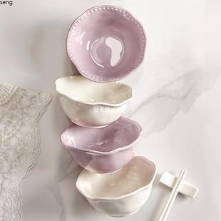 法式 紫色陶瓷米饭碗家用2024新款 餐具5英寸6英寸特别好看碗碟跨境