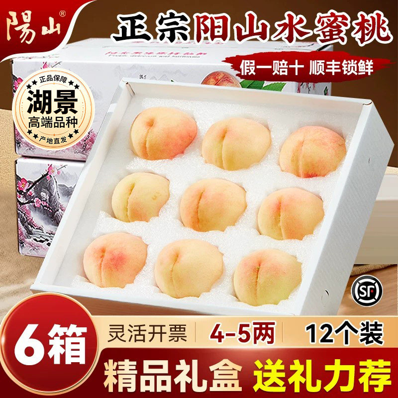 【6箱精美礼盒4-5两12枚】正宗无锡阳山水蜜桃子新鲜水果应季湖景