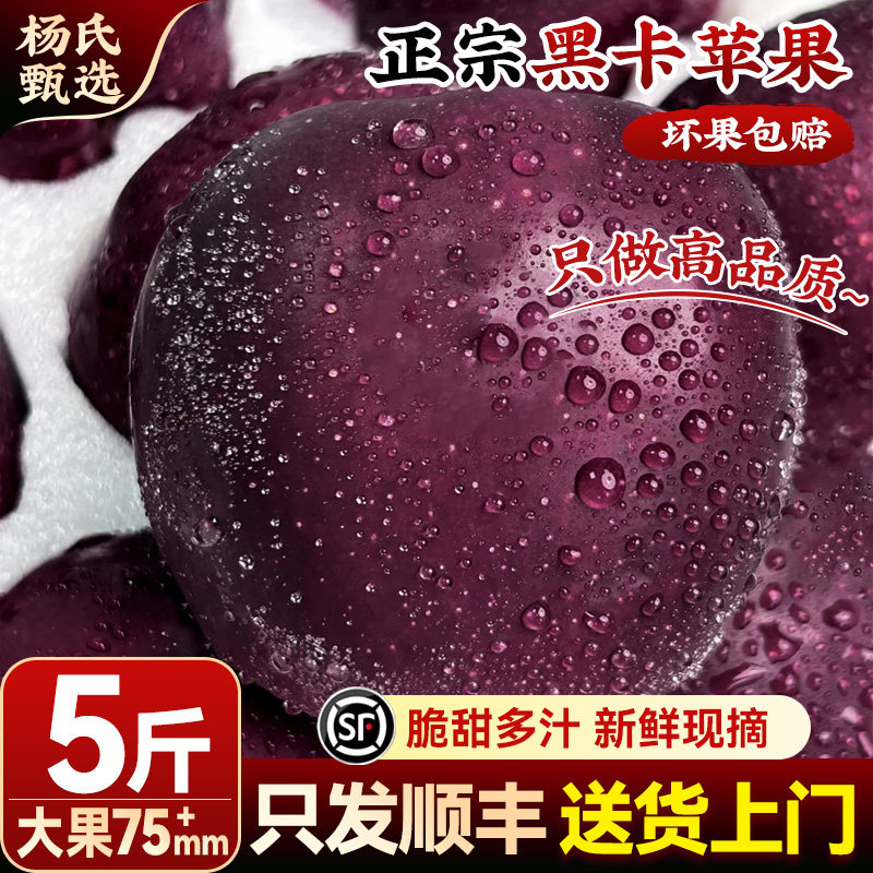 【5斤75mm+】正宗甘肃黑卡黑钻天水花牛苹果新鲜水果当季整箱顺丰
