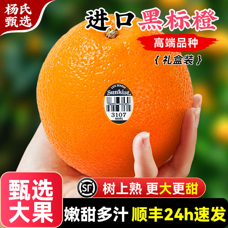 【甄选大果】正宗黑标新奇士橙9斤当季新鲜橙子进口3107甜橙顺丰