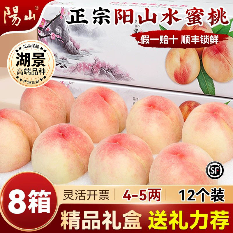 【8箱精美礼盒4-5两12枚】正宗无锡阳山水蜜桃子新鲜水果应季湖景