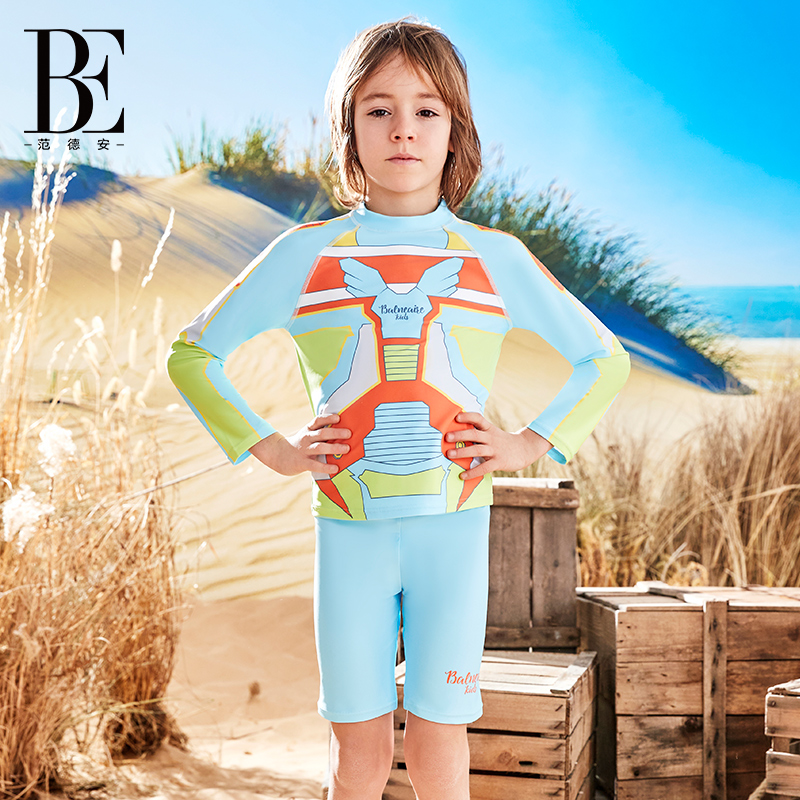 BE范德安儿童分体泳衣男长袖防晒