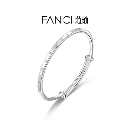 Fanci范琦银饰星月相伴足银手镯设计感小众女生纯银镯子