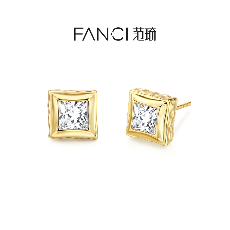 Fanci范琦甜心巧克力系列小方巧耳钉送女生生日礼物