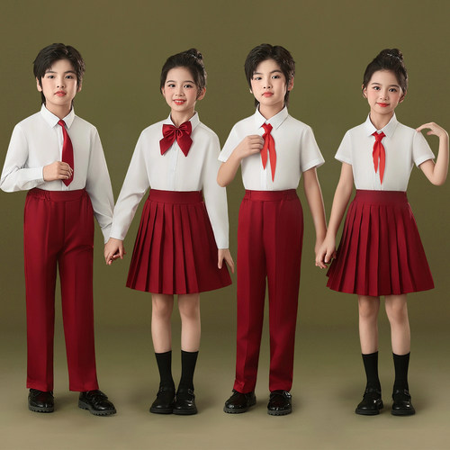 儿童合唱演出服中小学生我是红领巾红歌演讲比赛歌唱朗诵表演服装