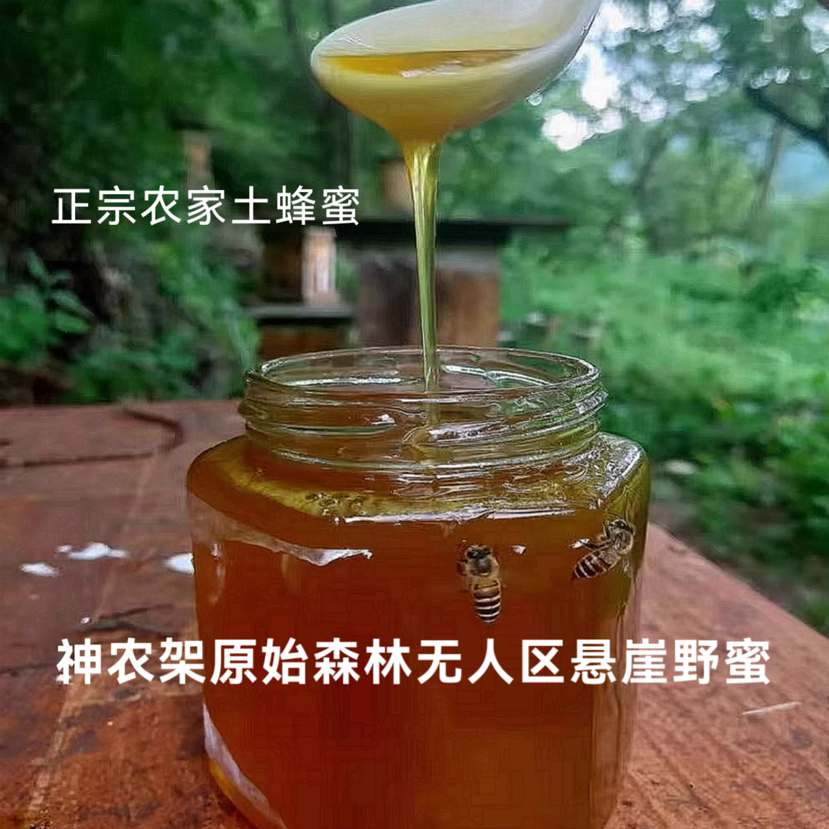 神农架原始森林无人区野蜜中华蜜蜂纯正天然百花山花蜜农家土蜂蜜