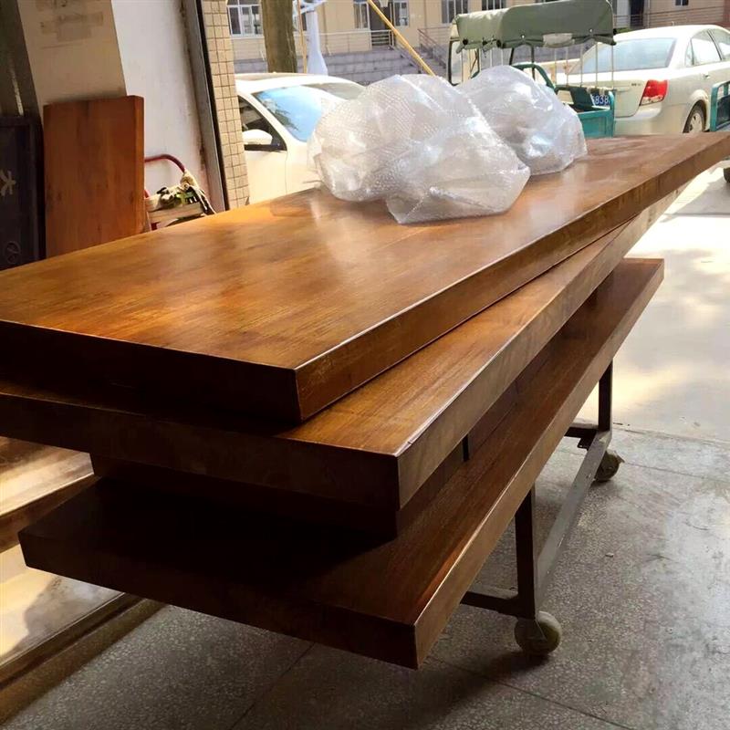 定制实木板长方形diy隔板松木榆木实木木板原木吧台办公桌餐桌面