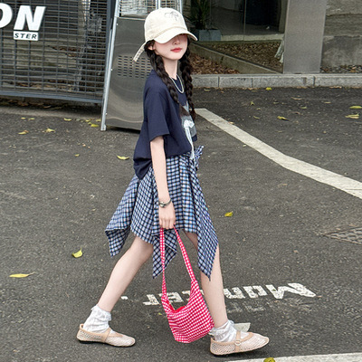 女童半身裙套装中大童洋气时尚韩版穿搭春夏夏装流行时髦少女简约