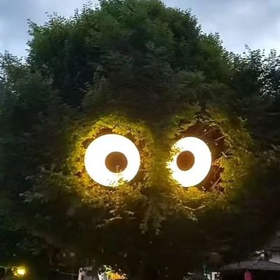 会动的眼睛灯箱门头大树眼睛亚克力网红打卡景区店门口装饰吸引人