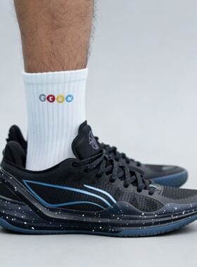 LiNing李宁 利刃4 V2 白珍珠黑曜石减震防滑低帮篮球鞋ABAU037-8