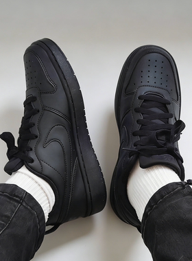 Nike Court Burrow GS 皮革 舒适百搭防滑低帮板鞋黑色DV5456-002