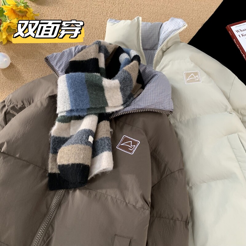 1005-2-LMF115-P128 冬季港风男士宽松双面穿加厚立领棉服棉衣图片