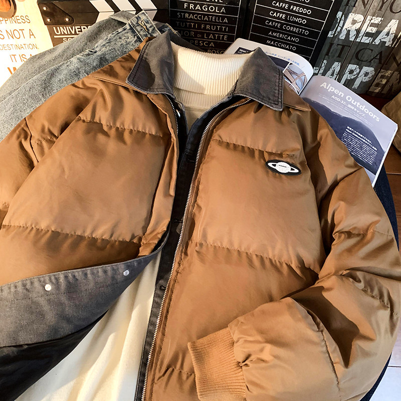 1005-2-LMF030-P135假两件牛仔拼接棉服立领加厚宽松情侣棉衣,男装棉衣,星座1005-2