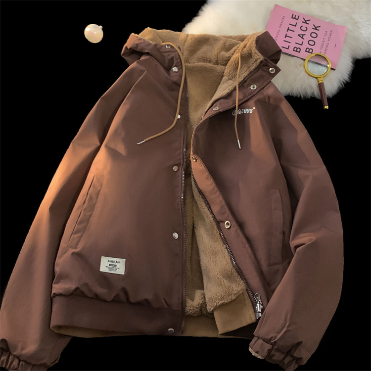 1005-2-LMF108-P128冬季港风男士情侣宽松连帽加厚两面穿棉服外套,男装棉衣,星座1005-2