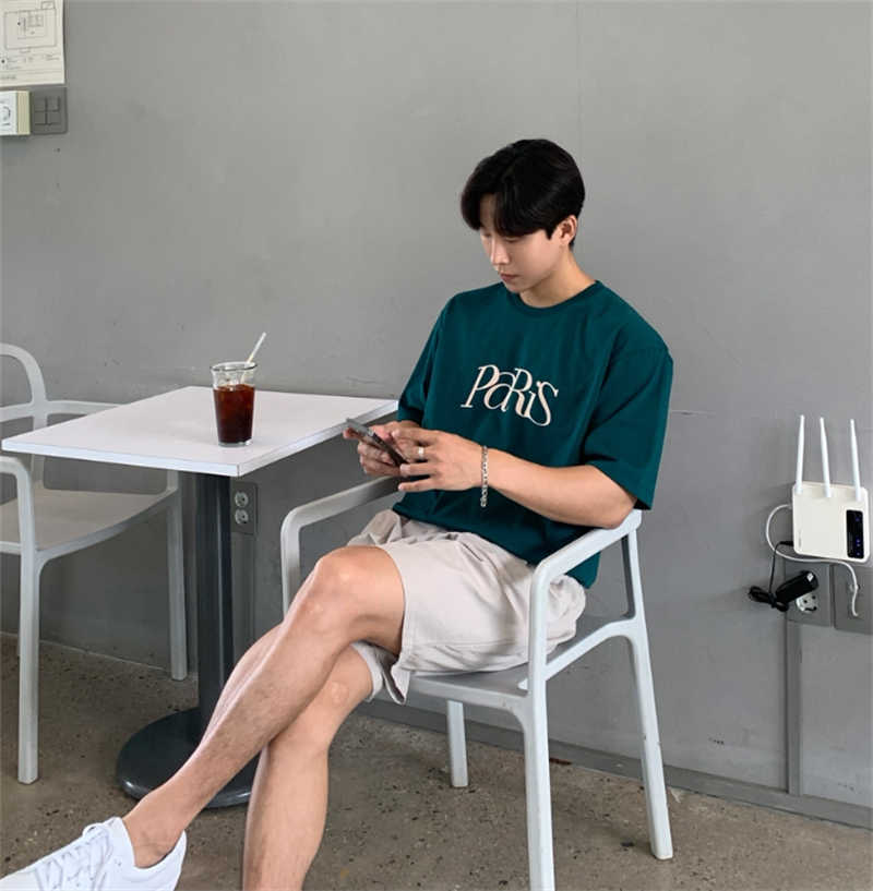 1005-2-T919-P35夏季港风男士韩版宽松圆领印花上衣短袖T恤,男装T恤,星座1005-2