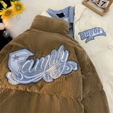 1005-2-LMF106-P135冬季港风男宽松保暖灯芯绒牛仔假两件面包服，男装棉衣，星座1005-2