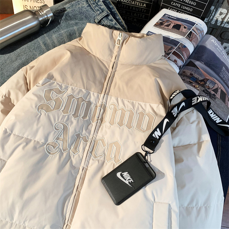 1005-2-LMF060-P128冬季港风男士拼色宽松加厚棉服男女情侣上衣,男装棉衣,星座1005-2