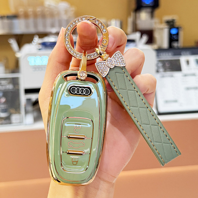 适用老款奥迪a6钥匙套18年q5钥匙包13款15款扣14年钥匙壳小熊扣女