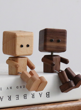 实木木头人偶摆件创意可爱装饰品桌面小摆件好物治愈可爱装饰礼品
