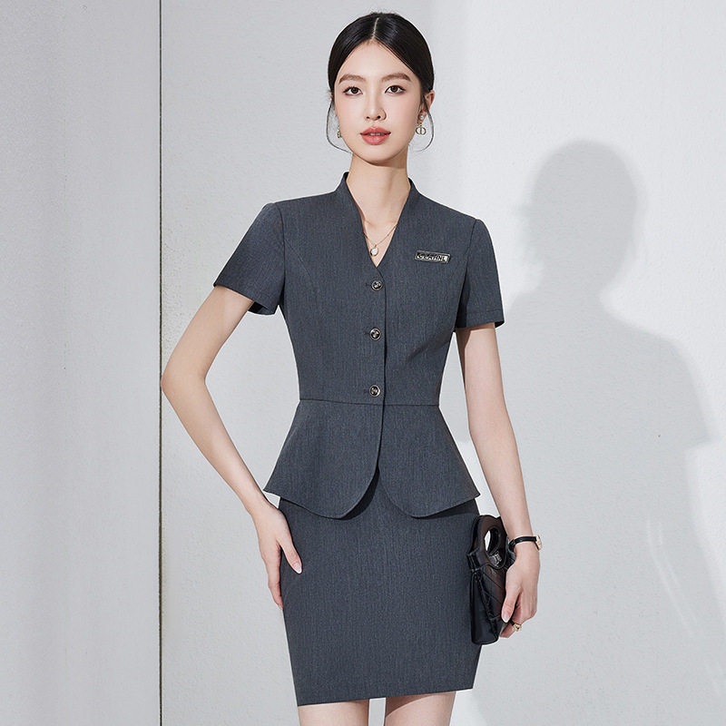 职业工装女夏酒店前台工作制服珠宝店黄金店导购销售工衣西装套装