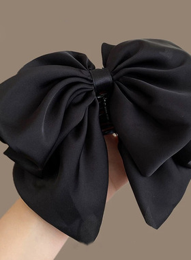 黑色蝴蝶结抓夹女高级感2025新款轻奢夹子鲨鱼夹显发量后脑勺发夹