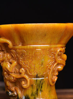 古玩披毛犀古董杯摆件喝茶养生把玩酒杯文玩老物件限量抢购装饰品