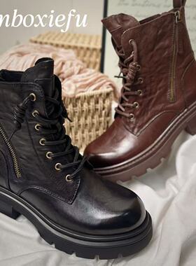 马丁靴2025秋冬新款女鞋复古英伦风短靴中筒单靴子32165