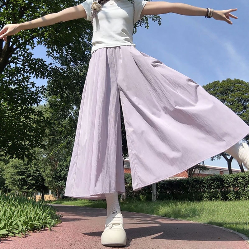 紫色山本裙裤女夏2026新款高腰垂感a字半身裙小个子冰丝阔腿裤子