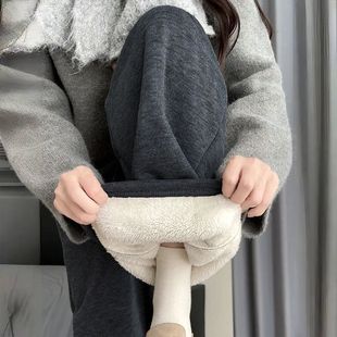 休闲宽松直筒裤 高腰加厚羊羔绒棉裤 子 子女秋冬2025新款 加绒糯米裤