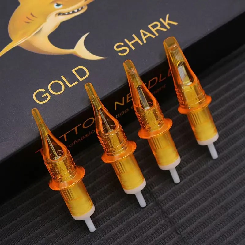 正品金鲨纹身一体针 10/20支一盒割线圆针打雾弧型直排大排纹身笔