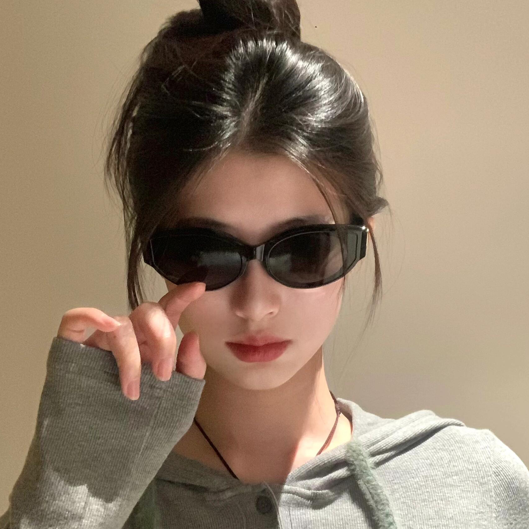 复古辣妹猫眼高级感方圆脸墨镜女款2026新款防晒防紫外线太阳眼镜