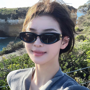 赵露思同款MIU系复古猫眼墨镜女防紫外线SMU11w近视凹造型太阳镜