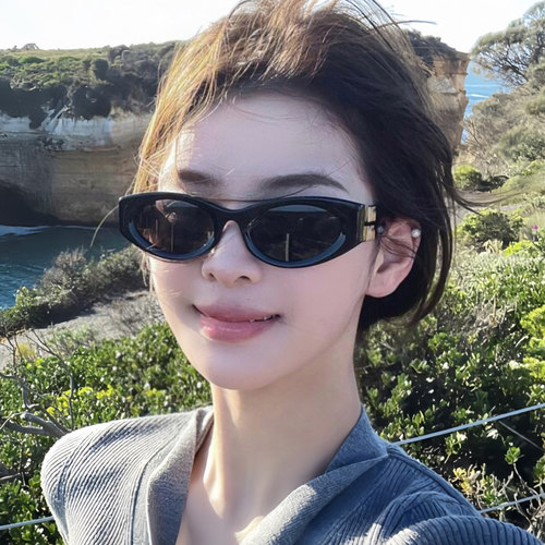 赵露思同款MIU系复古猫眼墨镜女防紫外线SMU11w近视凹造型太阳镜