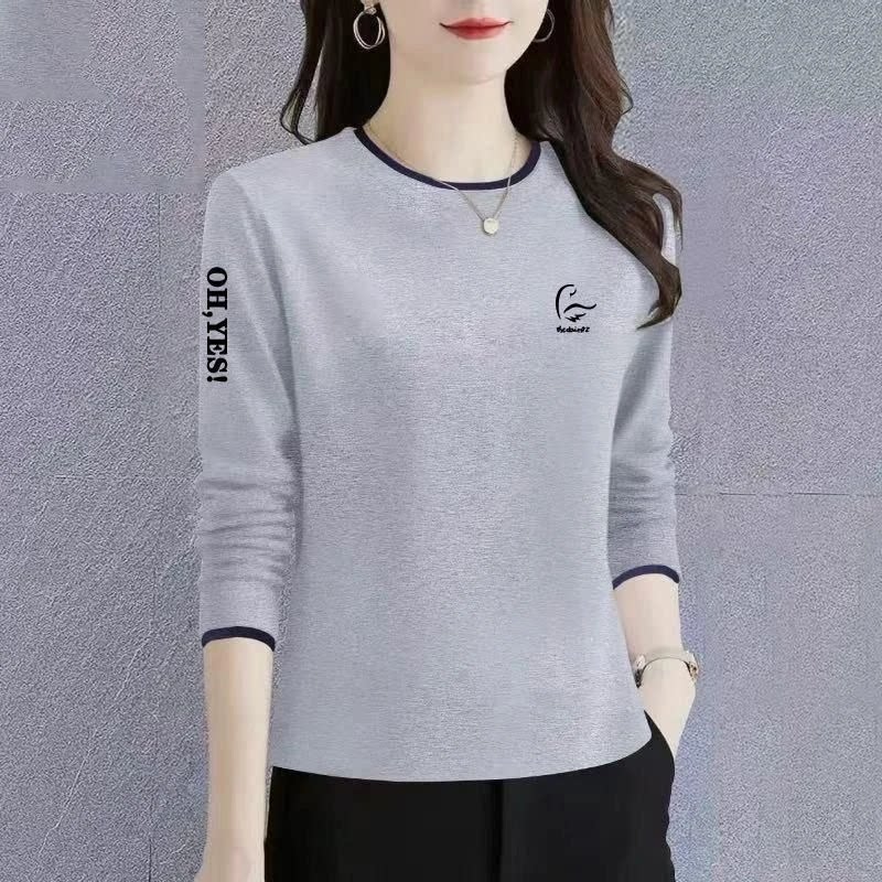 1壹捌女装优选店洋气时尚大码T恤长袖打底休闲风INS风女款百搭宽