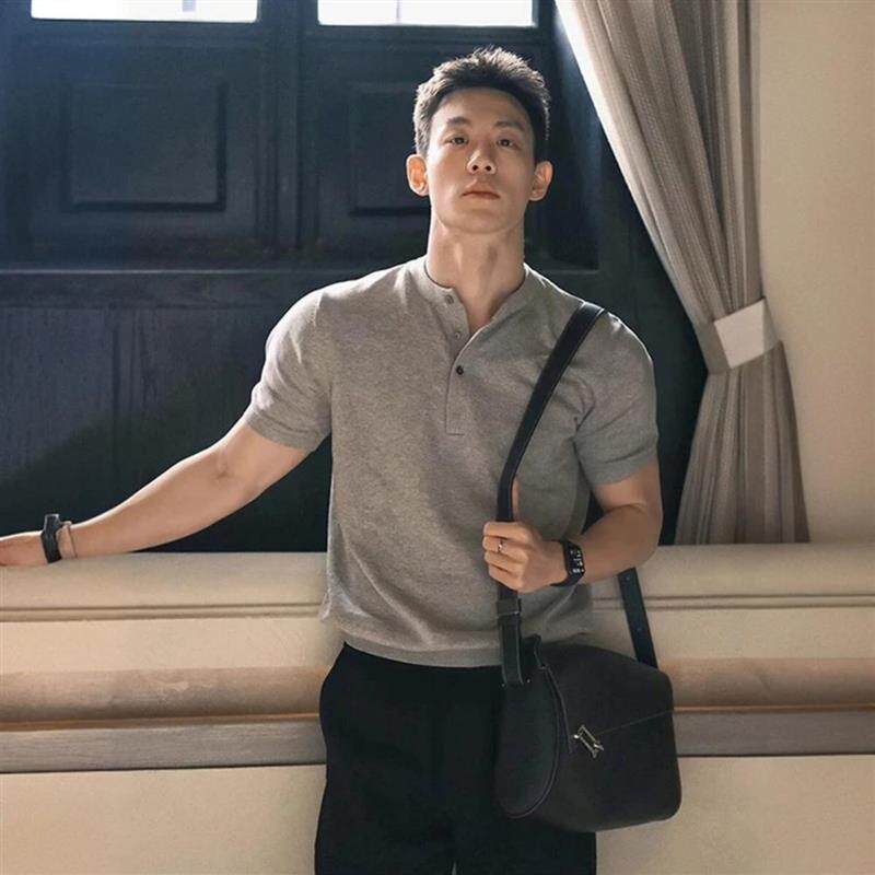 元来OrigineL4夏季训练正肩短袖polo衫男高级感亨利领t恤健身半袖