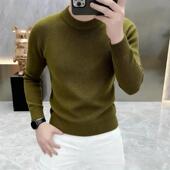 YANS轻奢男装 简约风百搭保暖打底衫 秋冬男士 毛衣圆领提花针织衫