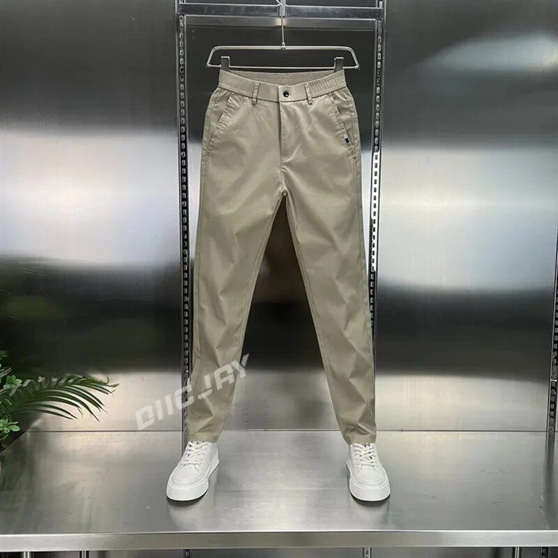 Cloud轻奢2号店6男士修身直筒裤春夏纯色简约松紧腰头潮牌小西裤