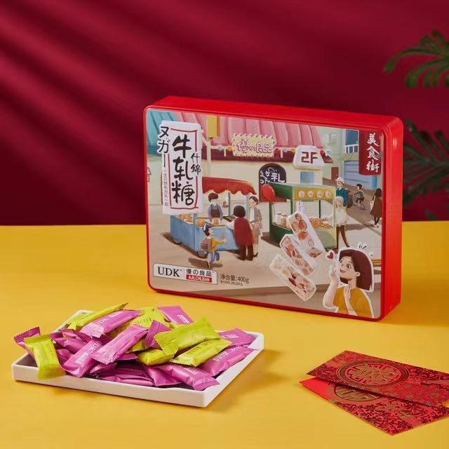 UDK优之良品牛轧糖什锦味400g礼盒装年货糖果礼盒批发