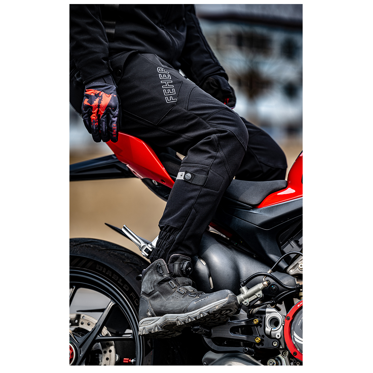 FEHER骑行裤加绒防风摩托车机车裤男骑行装备裤子冬季防摔保暖