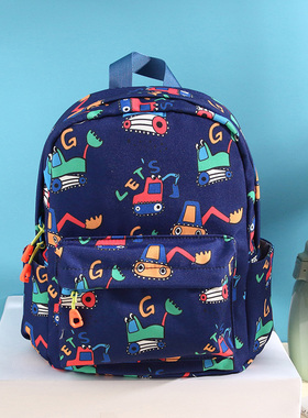 挖机儿童书包卡通男孩逛街旅游外出幼儿园小中大班小学生双肩包男