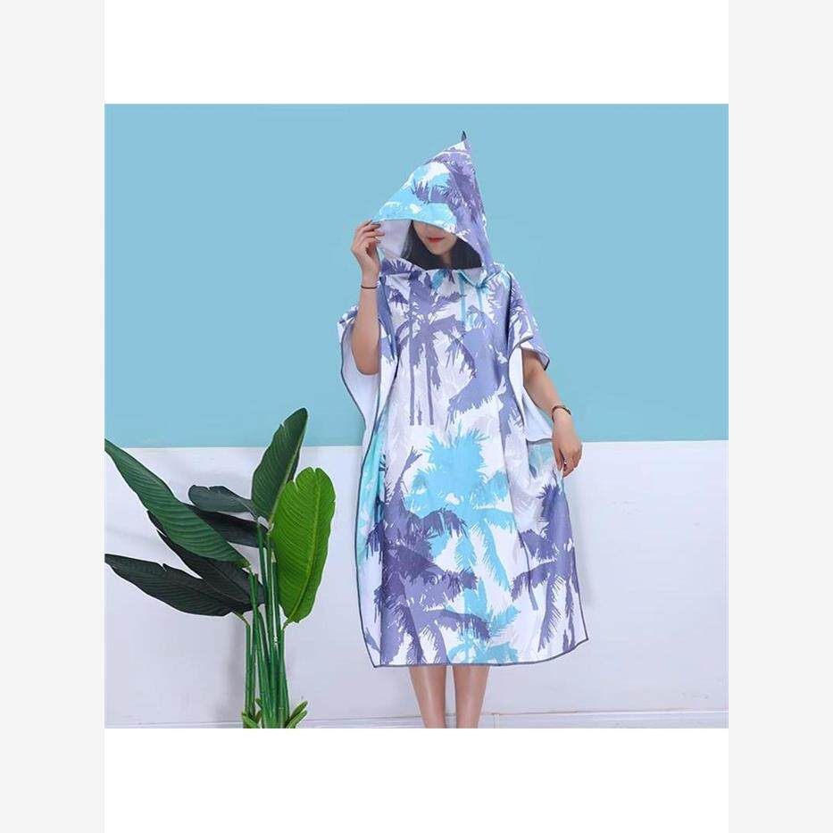 游泳速干浴巾斗篷成人可穿海边沙滩巾防晒换衣斗篷连帽浴袍男夏季