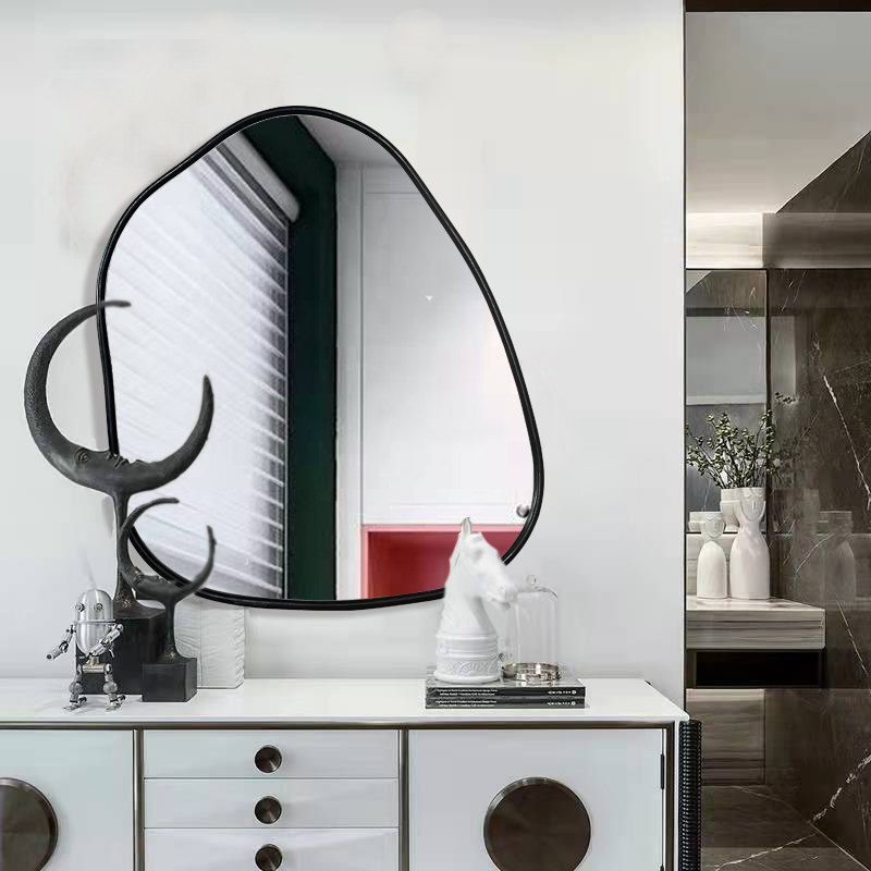 化妆镜梳妆台镜家用餐厅墙壁挂饰客厅创意镜北欧ins不规则装饰镜