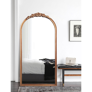 法式全身镜壁挂玄关镜子现货试衣镜衣帽间挂镜置地斜靠穿衣镜装饰